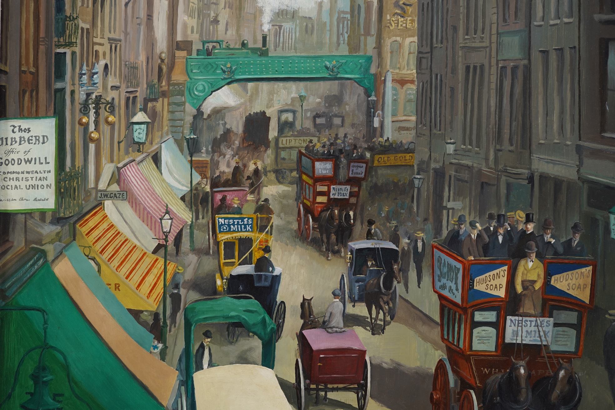 Ronald George Ferns, (1925-1997), 'A view along Fleet Street c.1900'